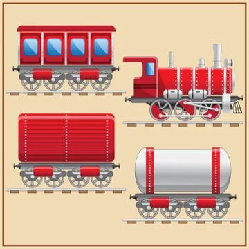 A set of wagons with a train. Stock Illustration