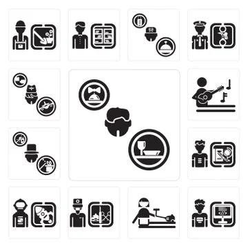 Set of Waiter, Programmer, Cleaner, Surgeon, Spaceman, Student, Magician, Mus 무료 스톡 일러스트