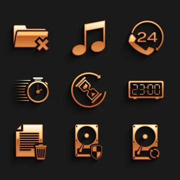 Set Waiting, Hard disk drive HDD protection, sync refresh, Digital alarm clock Stock Illustration