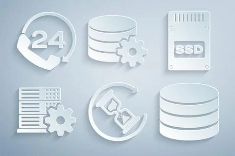 Set Waiting, SSD card, Server setting, Database, Setting database server an.. イラスト素材