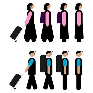 Set of walking people design Stock Illustration
