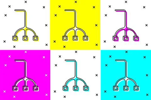 Set Walking stick cane icon isolated on color background. Vector Illustration