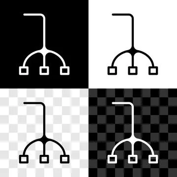 Set Walking stick cane icon isolated on black and white, transparent background Illustration