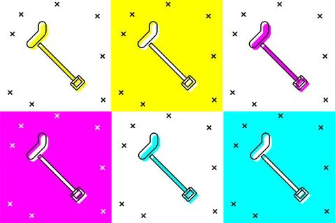 Set Walking stick cane icon isolated on color background. Vector Illustration