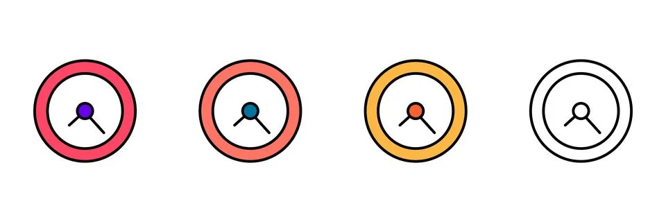 Set of wall clocks in flat style. Vector clipart icons. Stock Illustration