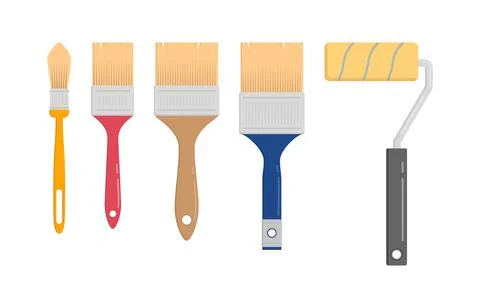 Set of wall painter tool in flat vector illustration Stock Illustration