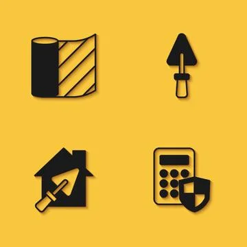 Set Wallpaper, Security keypad access panel, House with trowel and Trowel icon Stock Illustration