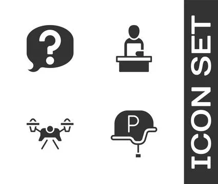 Set War journalist, Speech bubble chat, Drone and Breaking news icon. Vector 스톡 일러스트
