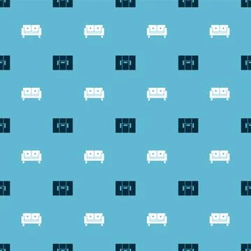 Set Wardrobe and Sofa on seamless pattern. Vector Stock Illustration