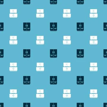 Set Wardrobe and TV table stand on seamless pattern. Vector Stock Illustration