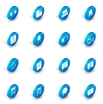 Set Wardrobe, TV table stand, Dressing, Mirror, Chair, Shelf with books and Illustrazione stock