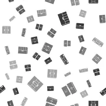 Set Wardrobe, TV table stand, Furniture nightstand and on seamless pattern Stock Illustration