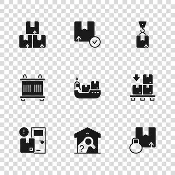 Set Warehouse check, Cardboard boxes on pallet, Carton cardboard, Cargo shi.. イラスト素材