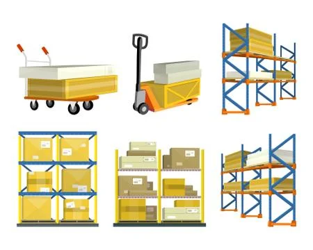 Set of Warehouse Elements 스톡 일러스트