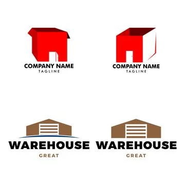 Set of Warehouse Icon Logo Design Template Stock Illustration