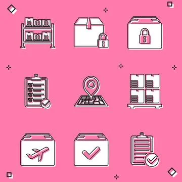 Set Warehouse, Locked package, Verification of delivery list, Placeholder m.. 库存插图