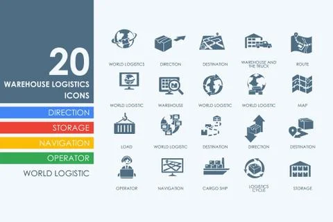 Set of warehouse logistics icons Stock Illustration