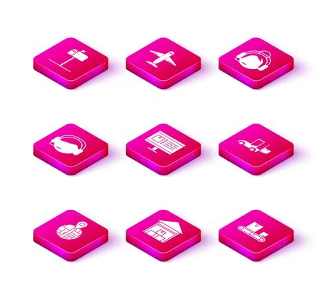 Set , Warehouse, Support operator in touch, Computer monitor with app delivery Stock Illustration