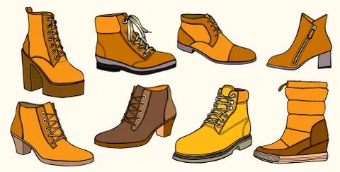 Set of Warm female half-boot 스톡 일러스트