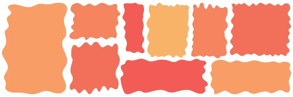 Set of warm orange rough edge rectangle, soft color block collection for fe.. イラスト素材