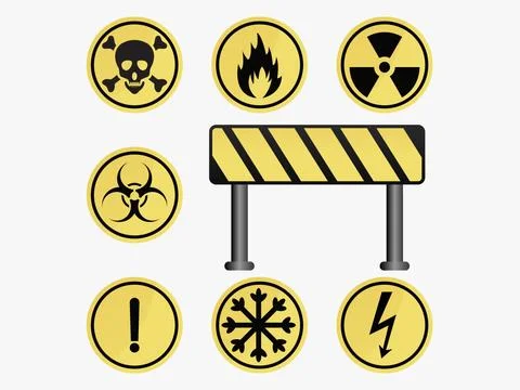 Set of warning about the danger. Stock Illustration