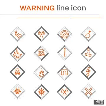 Set of warning icons. Иллюстрация