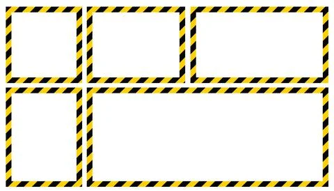 Set of warning police tape frames featuring bold yellow and black stripes. Stock Illustration