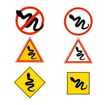 Set of warning sign with snake isolated on white background. Stock Illustration