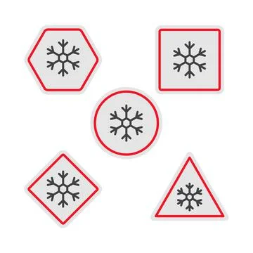 Set of warning sign snow. Vector icon template Stock Illustration