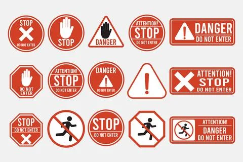 Set of warning signs on background Stock Illustration