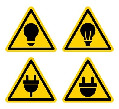 Set of Warning Signs for Electrical Hazards and Safety Precautions イラスト素材