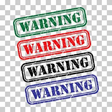 Set of Warning stamp symbol, label sticker sign button, text banner vector il Illustrazione stock