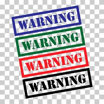 Set of Warning stamp symbol, label sticker sign button, text banner vector il Illustrazione stock