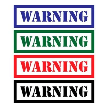 Set of Warning stamp symbol, label sticker sign button, text banner vector il Illustrazione stock