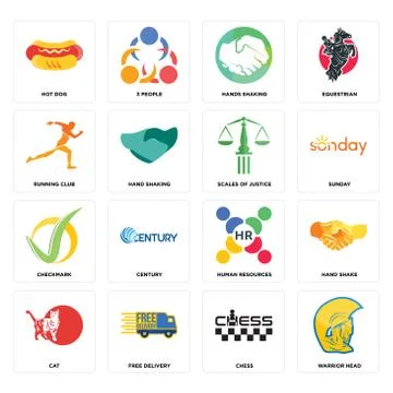 Set of warrior head, chess, cat, human resources, checkmark, scales justice,  Free Stock Illustration