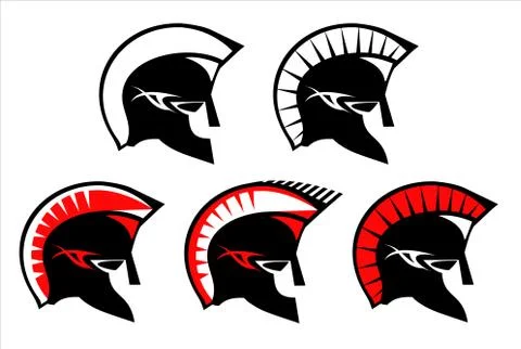 A set of warrior heads Stock Illustration