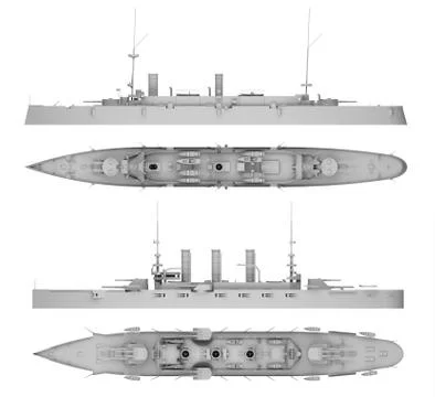Set warship in gray Stock Illustration