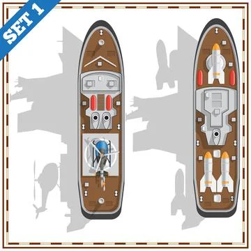 A set of warships. Stock Illustration