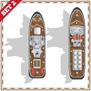 A set of warships. Stock Illustration