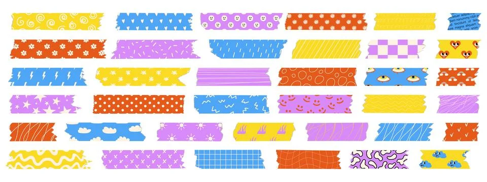 Set of Washi tapes. Design elements for decorations, scrapbooking, design 스톡 일러스트