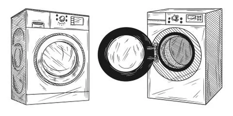 Set of washing machine isolated on white background. Vector illustration Stock Illustration