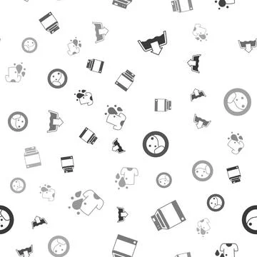 Set Washing modes, Washer,  and Dirty t-shirt on seamless pattern. Vector 스톡 일러스트