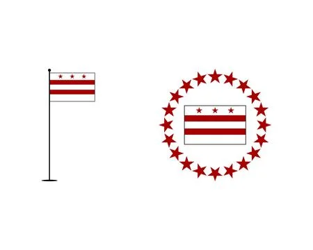 Set of Washington DC Flag or Washington, D.C. Official Flag, Symbol of Amer.. Stock Illustration