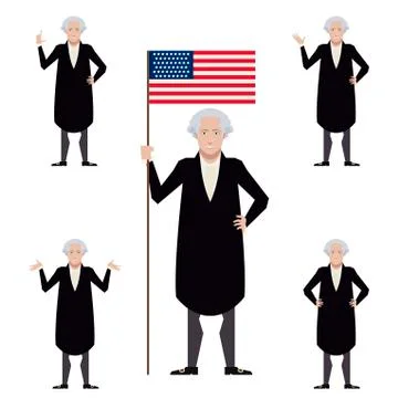 Set of Washington flat icons Stock Illustration