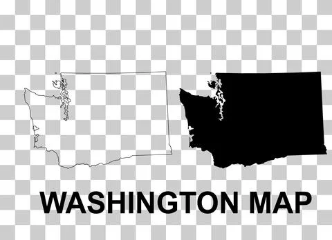 Set of Washington map shape, united states of america. Flat concept symbol ve Stock Illustration