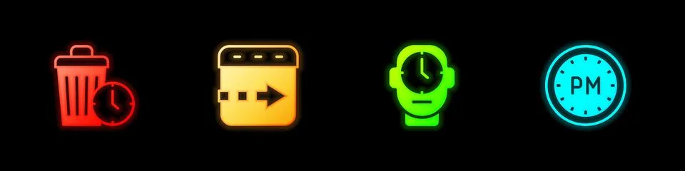 Set Waste of time, Time flies on the clock, Clock and Day icon. Vector Stockillustratie