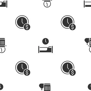 Set Waste of time, Time to sleep and is money on seamless pattern. Vector Stock Illustration