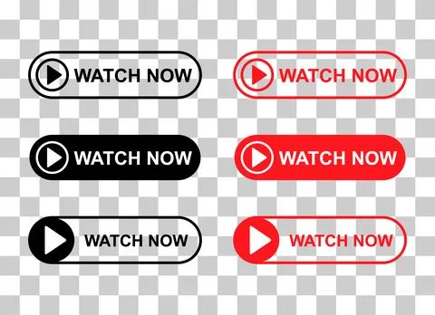 Set of Watch now icon, website online button player symbol, play video vector Stock Illustration