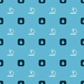 Set Water drop and Microscope on seamless pattern. Vector 스톡 일러스트