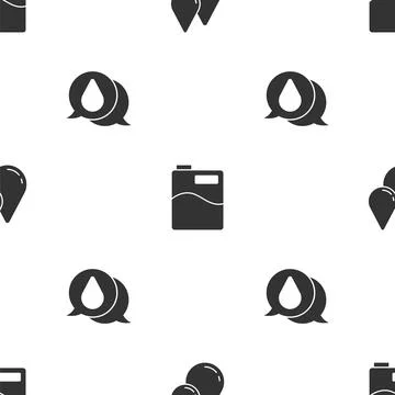 Set Water drop, Big bottle with clean water and on seamless pattern. Vector 스톡 일러스트